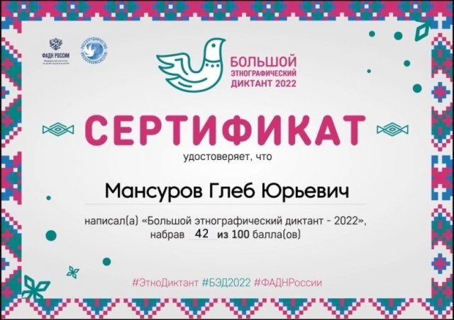 Этнографический диктант 