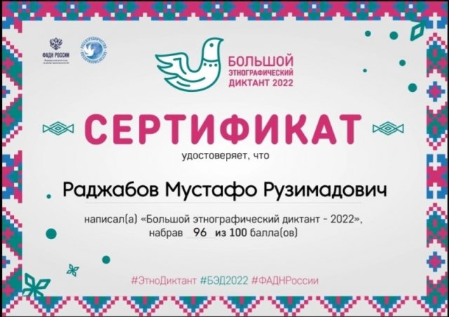 Этнографический диктант 