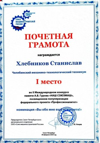 Международного конкурса памяти А.В. Гурова 