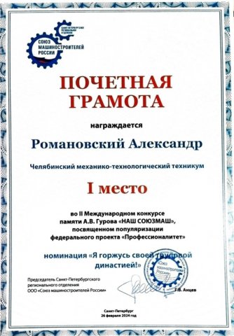 Международного конкурса памяти А.В. Гурова 